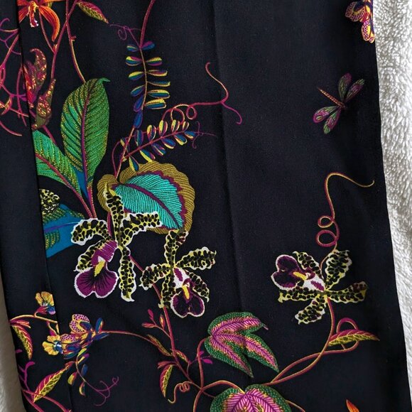 H&M Floral Print High Waist Pants Size 6 Wide Leg Ankle Palazzo Side Zip - Picture 4 of 7